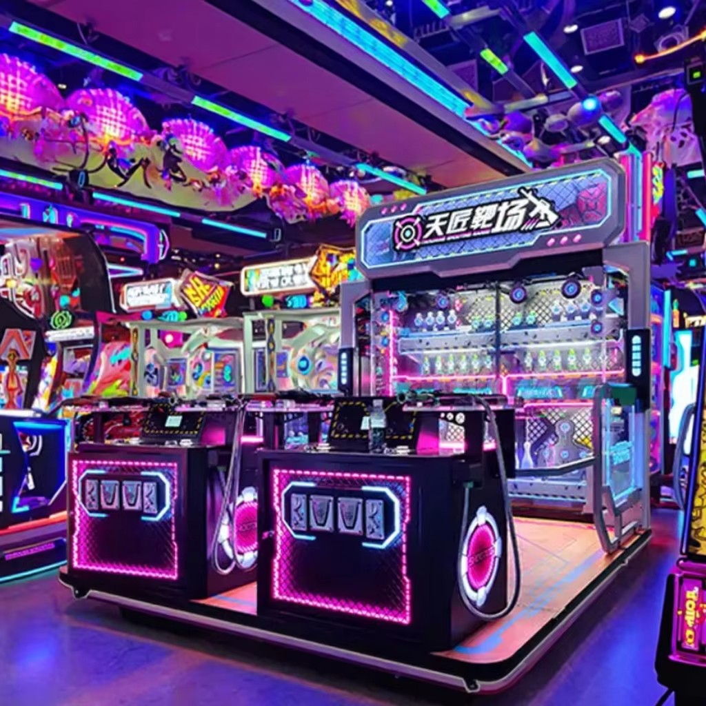 Precision Shooting PK Arcade Game Machine Four-Player Simulated Coin-Operated Bottle Item Durable Metal Material