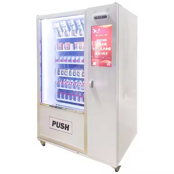 Touch Screen Elevator Vending Machine for Foods and Drinks Snack Tasting Cabinet with Unsold Container Locker SDK Function
