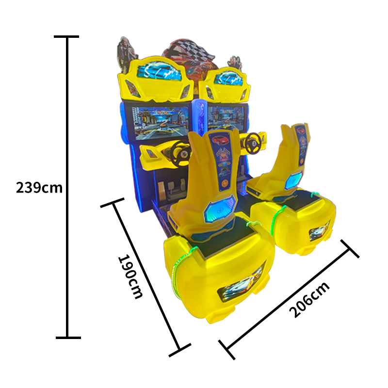 2 Player Metal Motion Racing Arcade Machine Coin Acceptor | Commercial Dynamic Seat Racing Game LED Lights 1 Year for Game