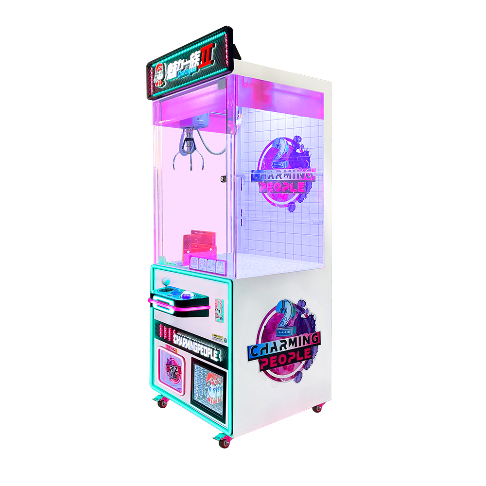 Ninix Pink-Purple LED Lighted Metal Cabinet Self-Service Claw Machine Stainless Steel 110/220V for Indoor Use Malls Game Centers