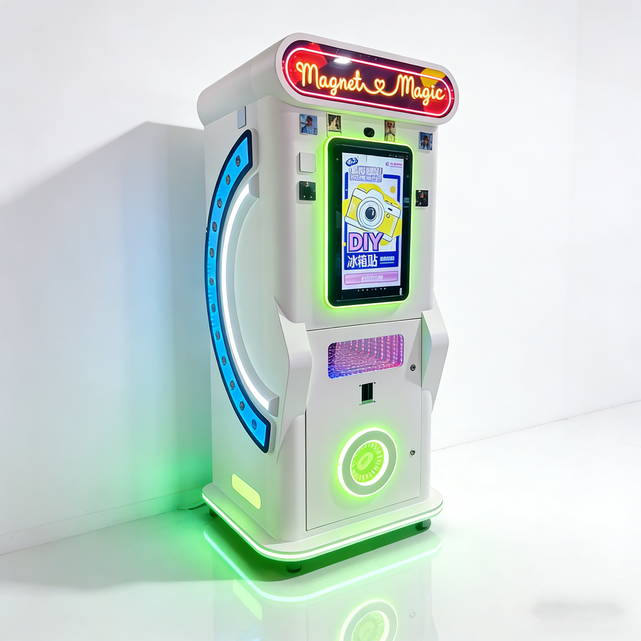 Coin Operated Magnet Photo Booth Machine With Instant Printing Touch Screen Control for Mall Arcade Game Center