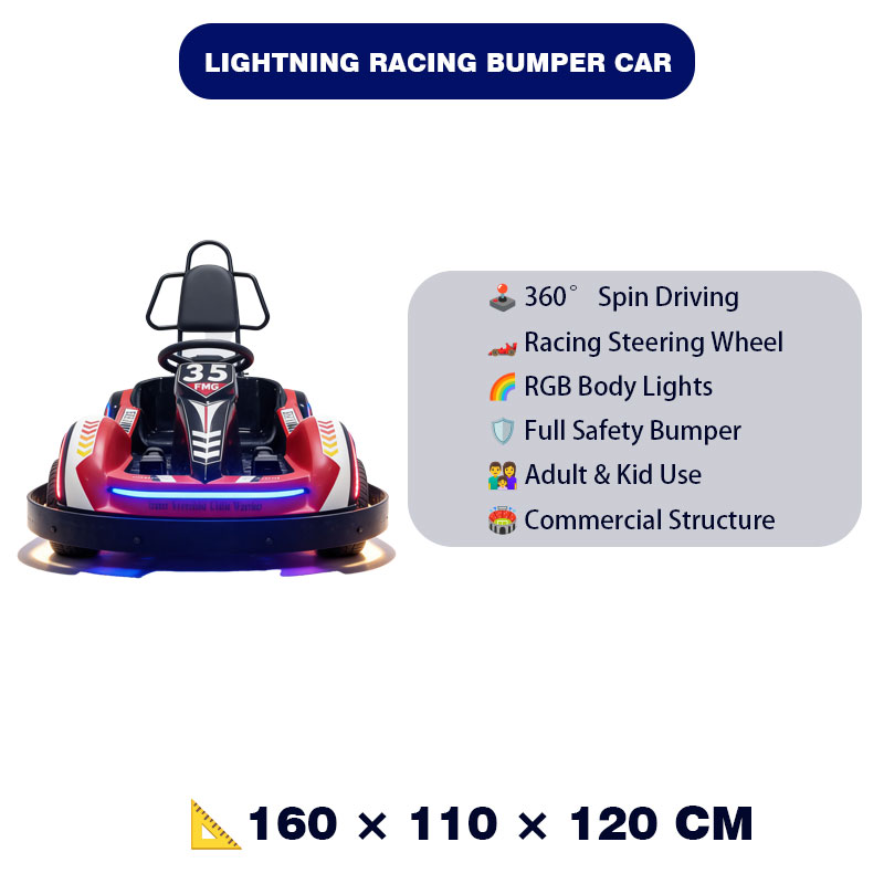 Lightning Karting Car Bump Car  Brightly Colored Lights  Responsive Control System