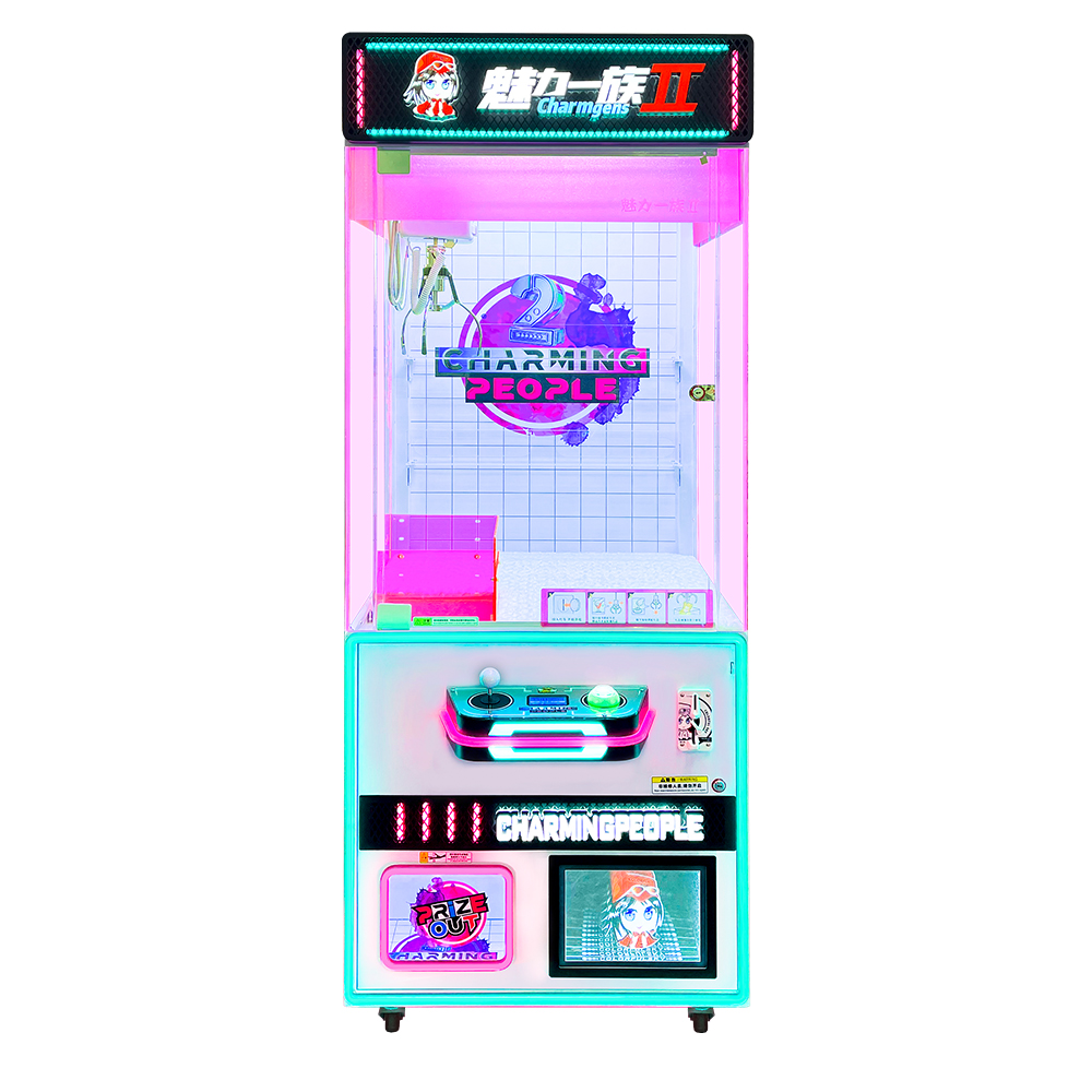 Ninix Pink-Purple LED Lighted Metal Cabinet Self-Service Claw Machine Stainless Steel 110/220V for Indoor Use Malls Game Centers