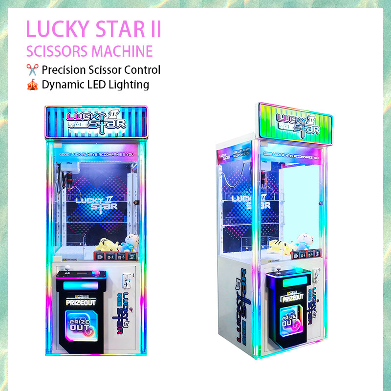 Lucky Star II Coin Operated Claw Machine | Commercial Giant Prize Crane with Colorful LED Lighting English Interface for Malls