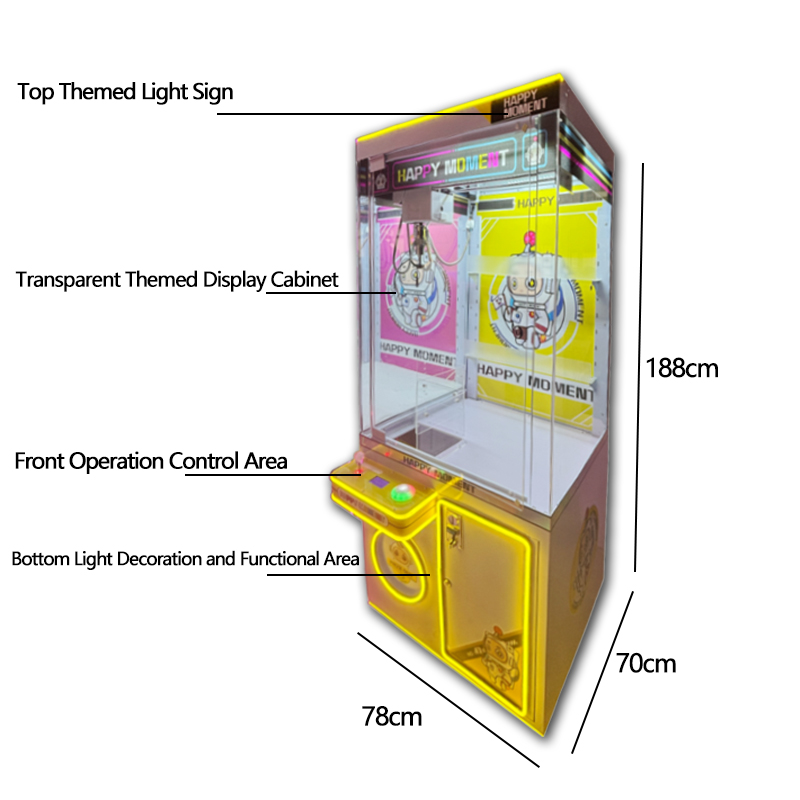 NINIX Happy Moment Themed Arcade Claw Machine Coin-Operated Prize Game Kids 6 Durable Plastic Acrylic Construction Universal