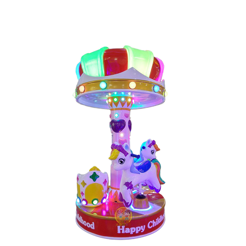 Hot Selling Playground Coin Operation Children's Fiberglass Carousel Coin-operated Small Carousel for Sale