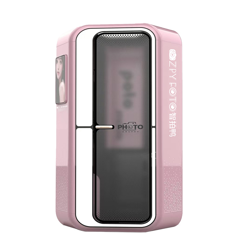 Pink Enclosed AI Photo Booth ZPY FOTO Smart Shooting Station AIGC Camera Portrait Creation for Shopping Malls and Event Spaces