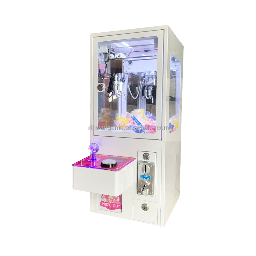 Mini Coin Operated Claw Machine Small Prize Catcher Arcade Toy Crane Game LED Cute Design for Mall Shop Kids Entertainment