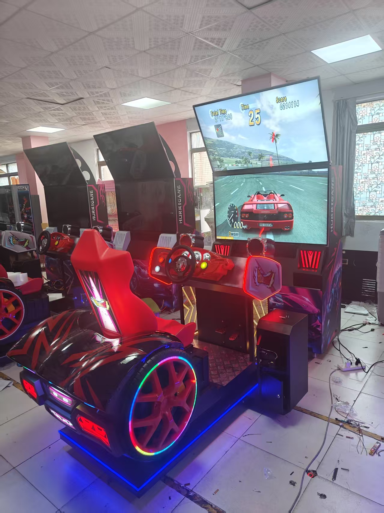 Large-Scale Single-Player Dual-Screen Coin-Operated Car Racing Game Arcade Equipment English Interface for Children Parents'