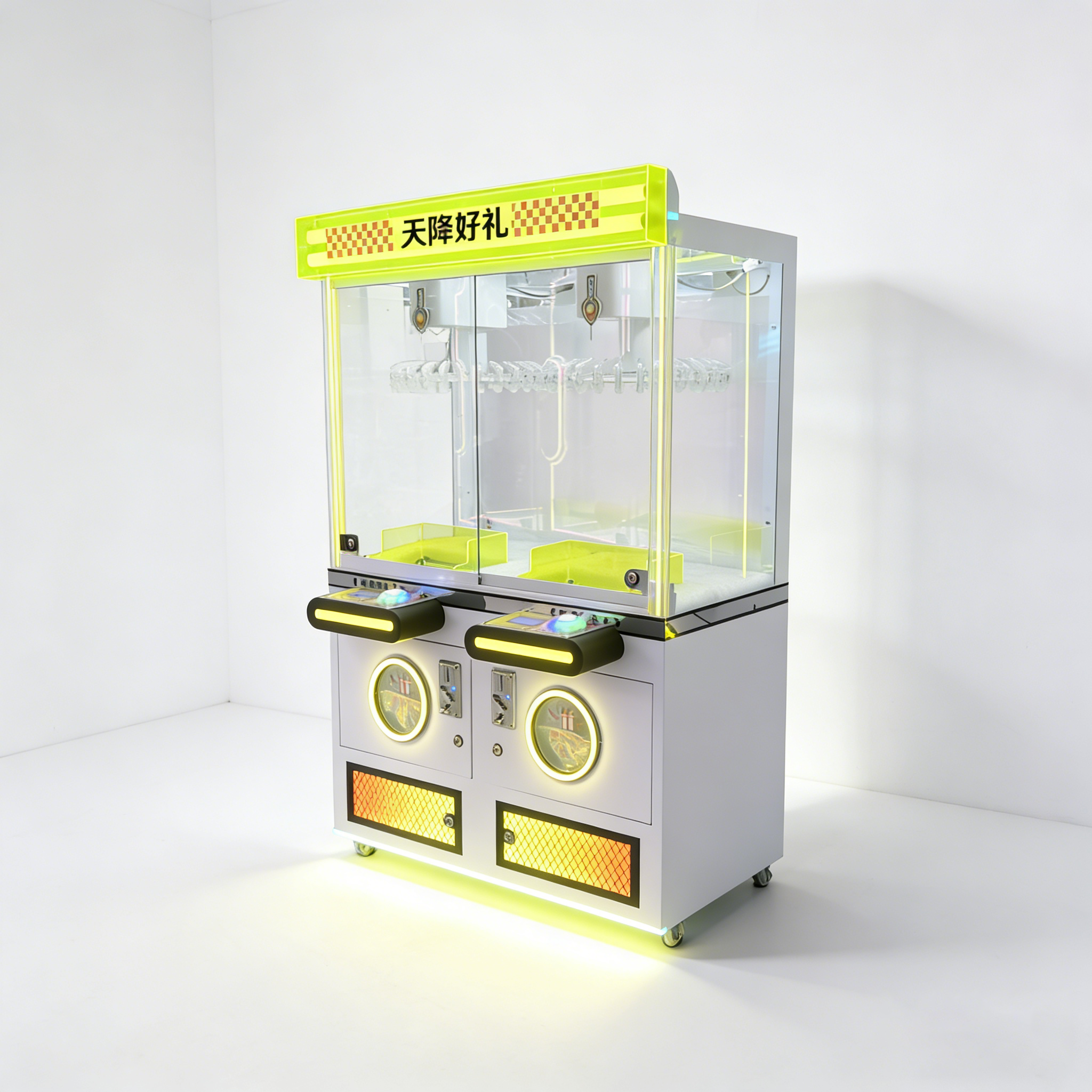 Coin Operated Double Claw Machine Dual Player Arcade Game With Independent Control Adjustable Claw Power for Mall