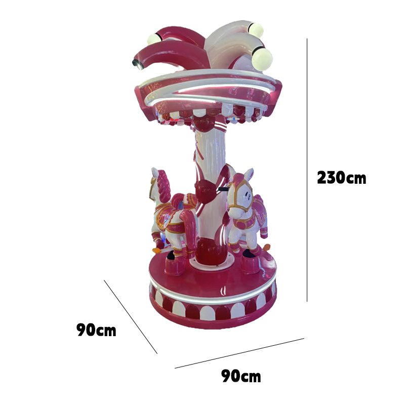 Coin Operated Kids Carousel Ride Pink Mini Merry Go Round Amusement Horse Ride Machine for Mall Park Indoor Playground