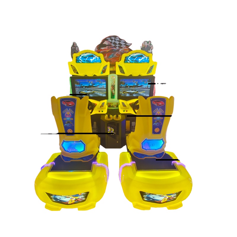 2 Player Metal Motion Racing Arcade Machine Coin Acceptor | Commercial Dynamic Seat Racing Game LED Lights 1 Year for Game