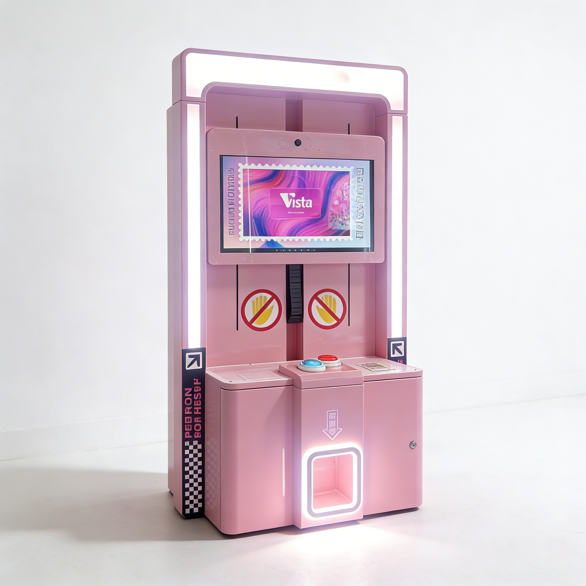 Ninix Pink-Themed Commercial Self-Service Smart Terminal High-Efficiency Interactive Metal Equipment Model 1748465 110/220V for