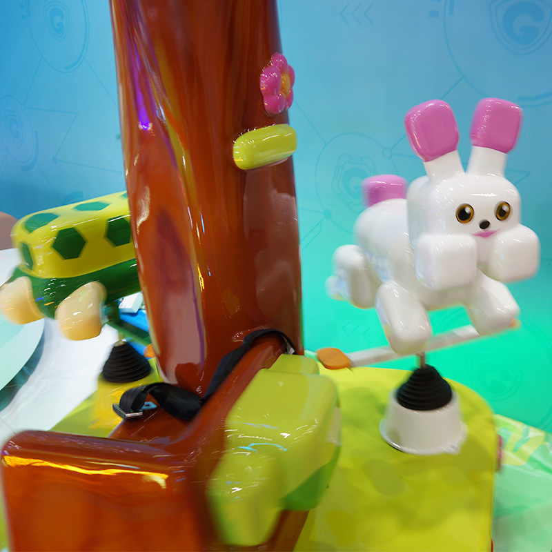 2025 New Model 3-Person Carousel Merry-Go-Round Game Machine Coin-Operated Turtle-Hare Racing for Children Made of Durable Metal