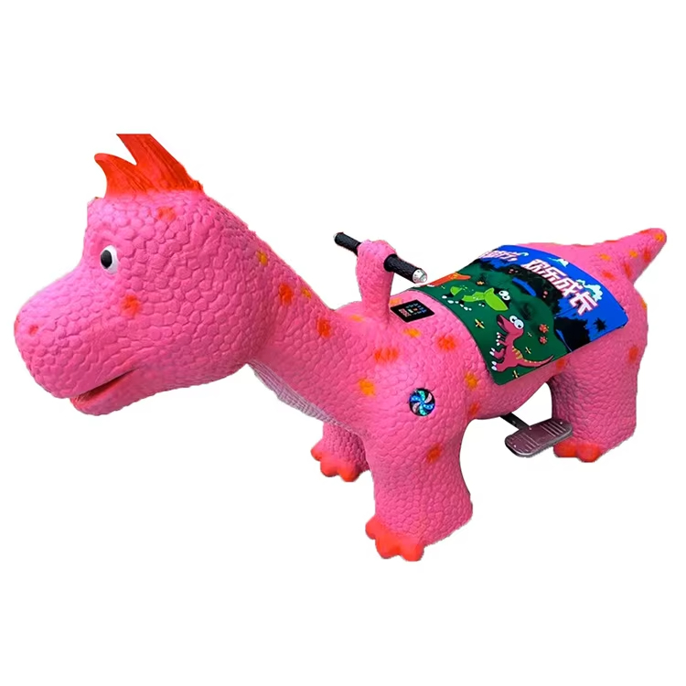 Thrilling 24-Year Dinosaur-Themed Electric Scooter Ride Large Square Park Coin Operated Tyrannosaurus Rex-Like Slide Board