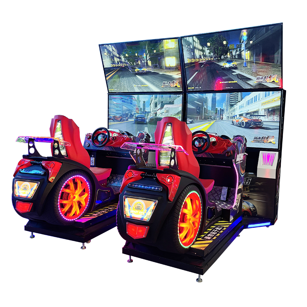 Best-selling Indoor Coin-operated Four-screen Racing Game Simulator Two-screen Two-person Connected Racing Arcade Game Console