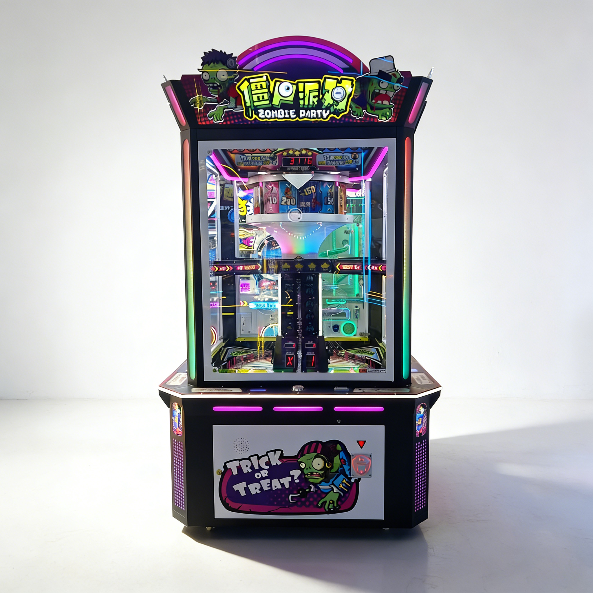 Coin-operated Game Machines for the Fourperson Zombie Party at the Entrance of the Large Video Game Arcade Mall. Arcade Machines