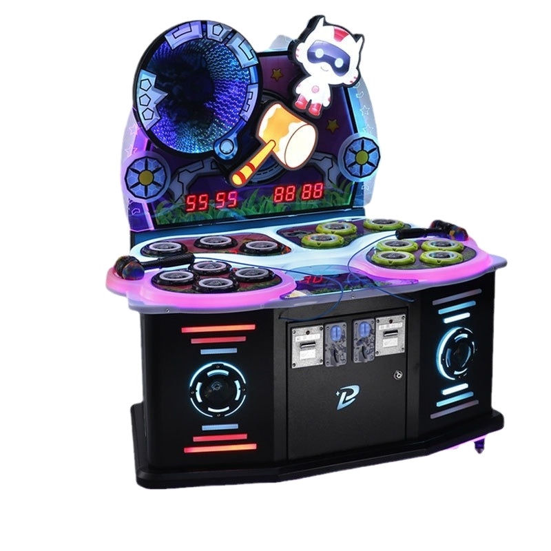 Colorful LED Lighting Coin Operated Multi-Player Whack Mole Arcade Game Machine Interactive Hammer Based Family Game