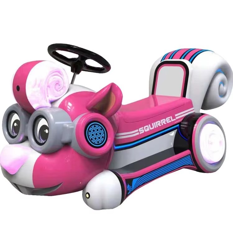 Squirrel Cartoon Kids Electric Ride-On Car | Steerable Battery Powered Toy Car with LED Lights for Home & Playgrounds