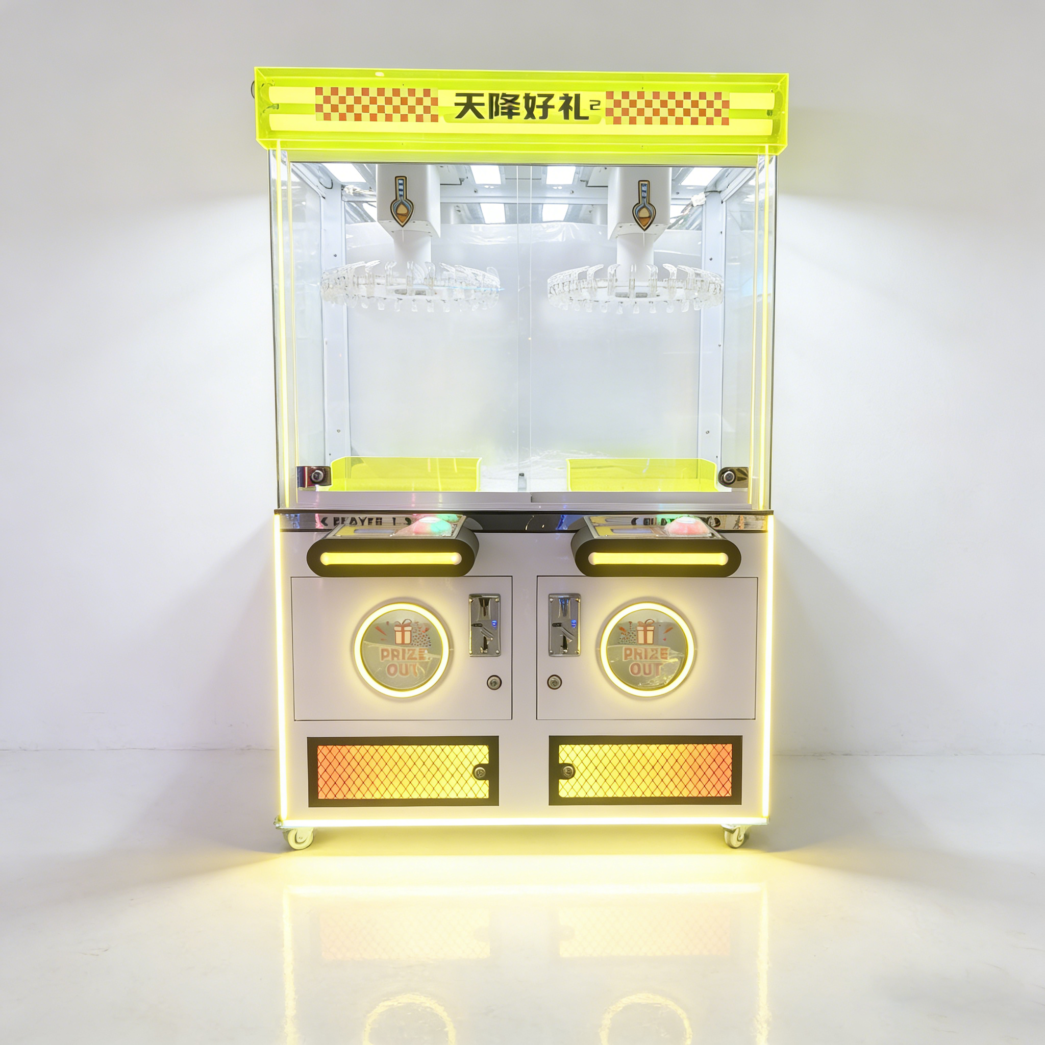 Coin Operated Double Claw Machine Dual Player Arcade Game With Independent Control Adjustable Claw Power for Mall