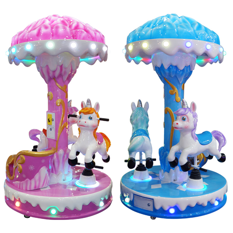 Ice-cream Shaped Children's Three-Person Merry-Go-Round Coin-Operated Children's Carousel Amusement Park Equipment