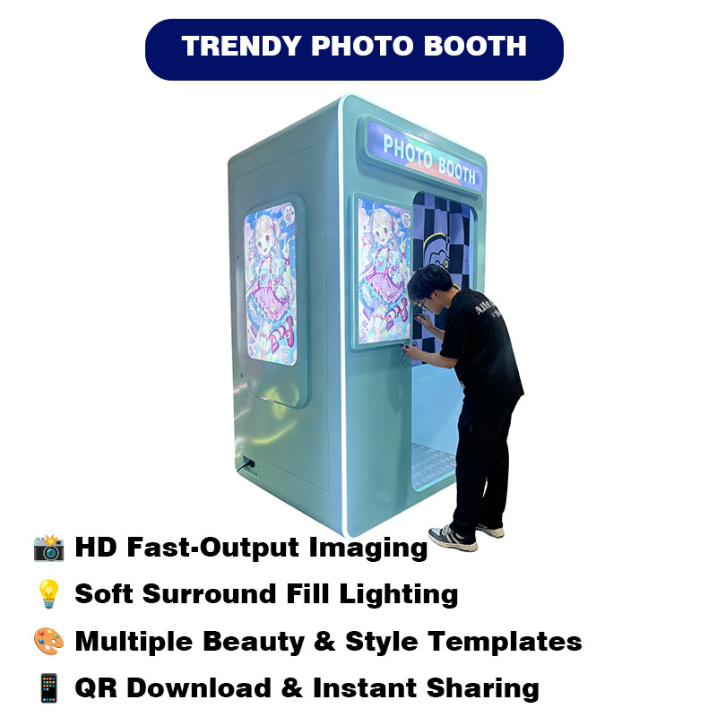 Single-Person White Coin-Operated Camera Photo-Taking Machine for Arcade Games Entrance Large Video Game Centers Shopping Malls