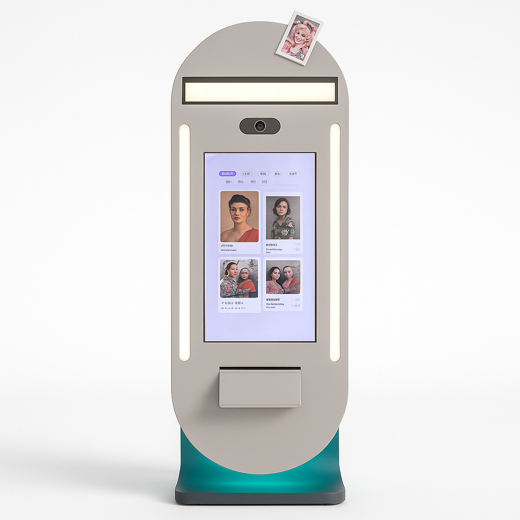 Ninix Silver-Gray Teal Metal Commercial Self-Service Smart Terminal Interactive Auto-Operation Equipment Malls English