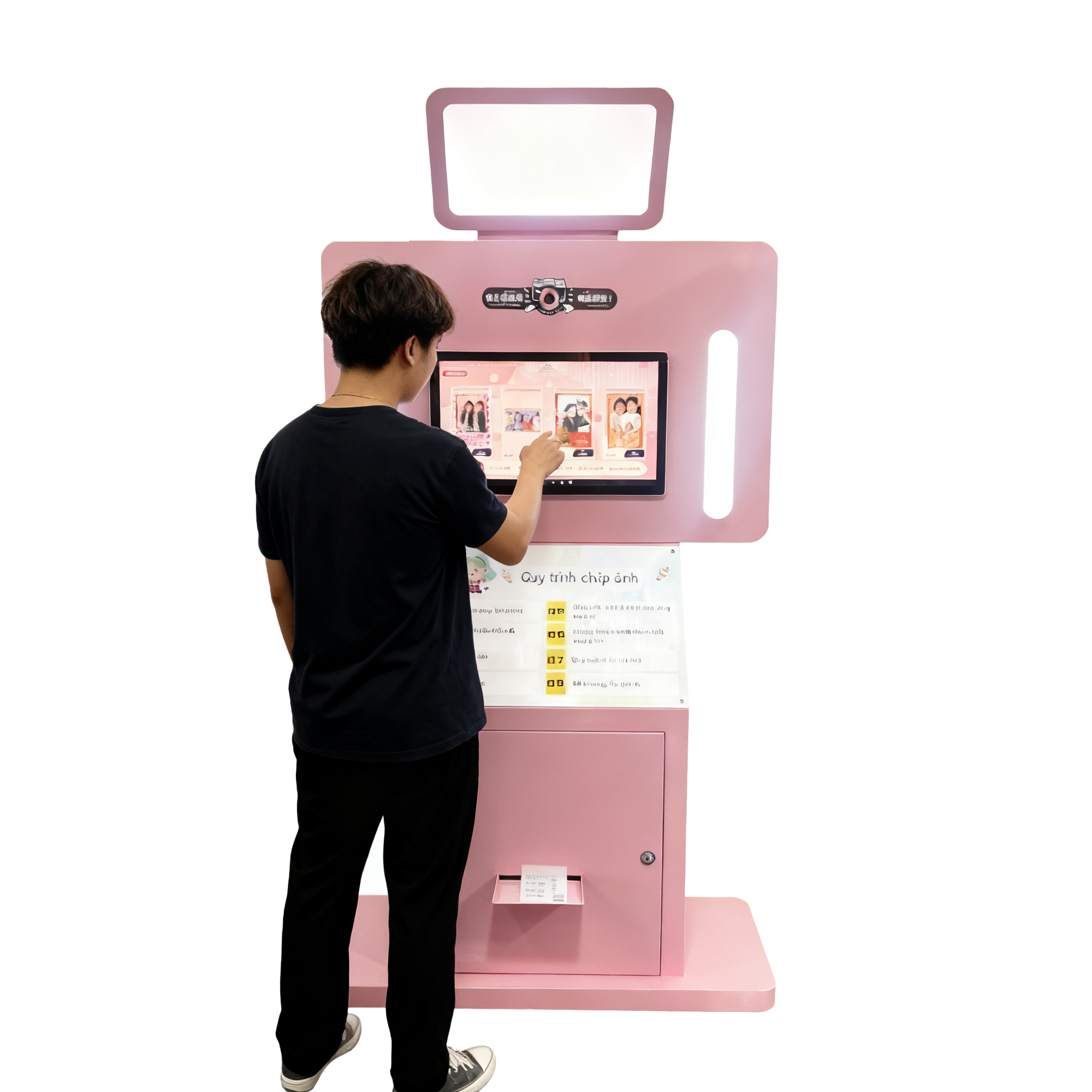 Ninix Stainless Steel Pink-Themed Self-Service Interactive Smart Terminal Commercial Digital Kiosk EU/US/UK/AU Plug 1-Year