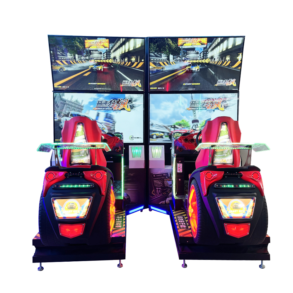 Best-selling Indoor Coin-operated Four-screen Racing Game Simulator Two-screen Two-person Connected Racing Arcade Game Console