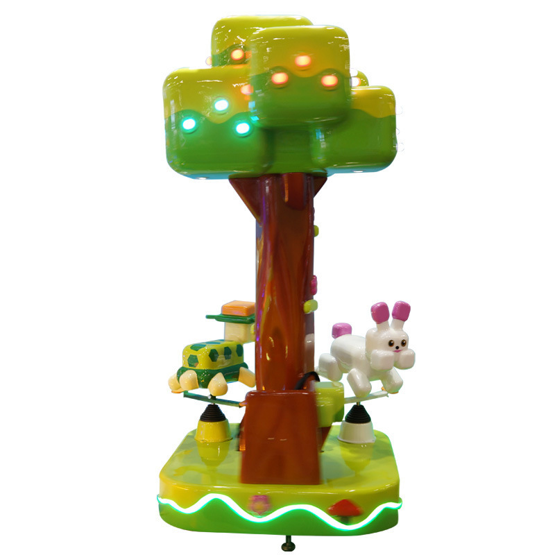 2025 New Model 3-Person Carousel Merry-Go-Round Game Machine Coin-Operated Turtle-Hare Racing for Children Made of Durable Metal