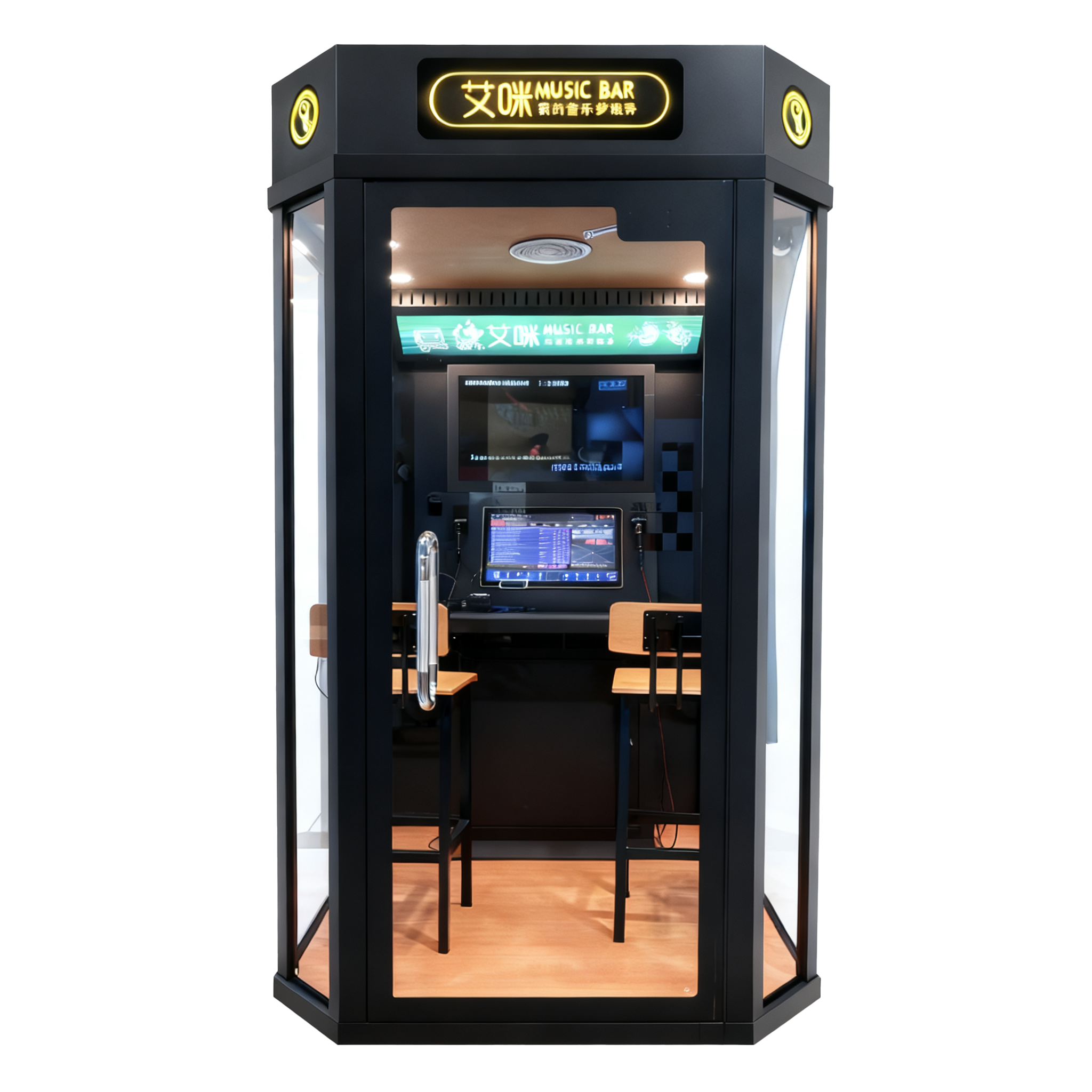 Ninix Black Stainless Steel High-End Enclosed Self-Service Interactive Kiosk-Commercial Smart Terminal for Mall Entertainment