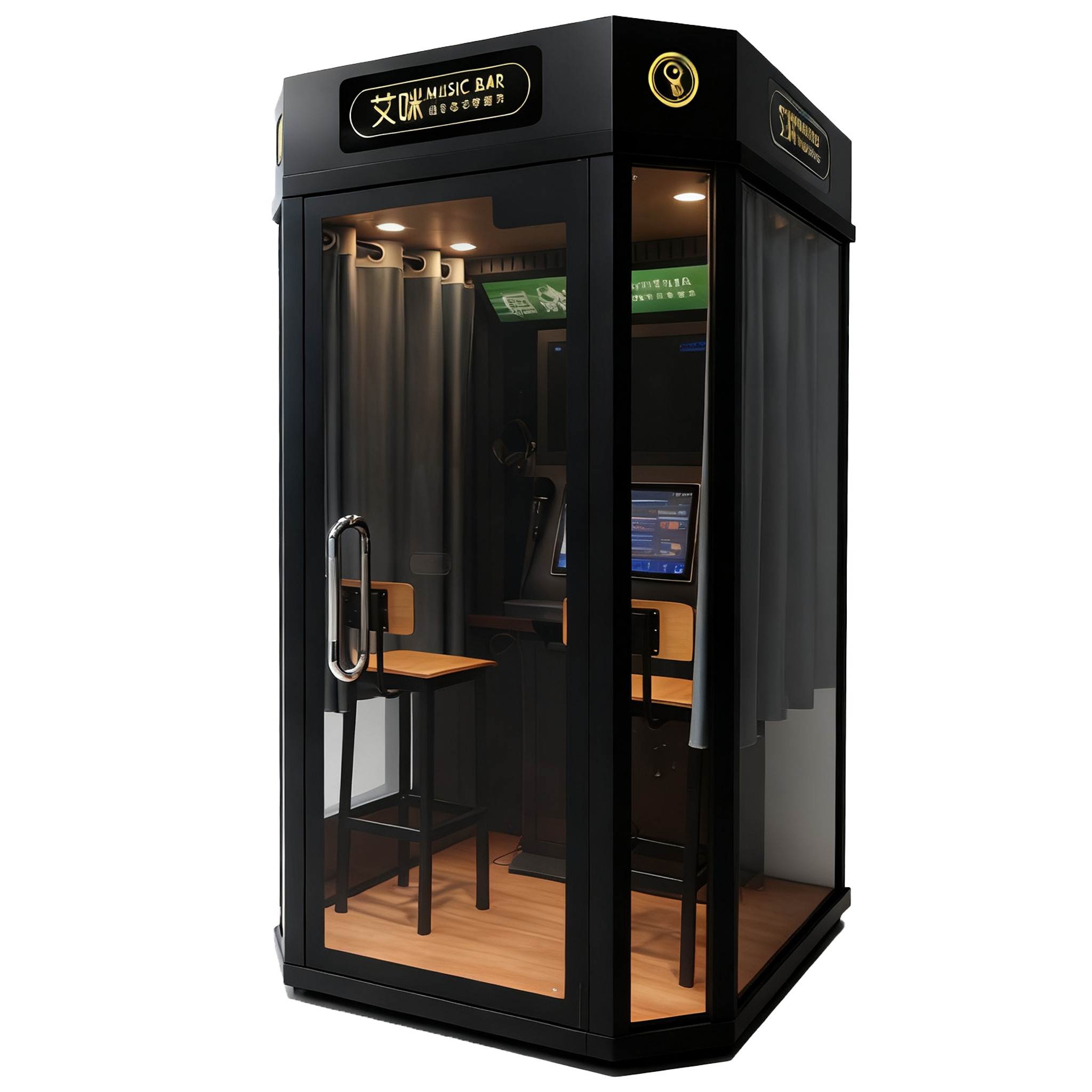 Ninix Black Stainless Steel High-End Enclosed Self-Service Interactive Kiosk-Commercial Smart Terminal for Mall Entertainment