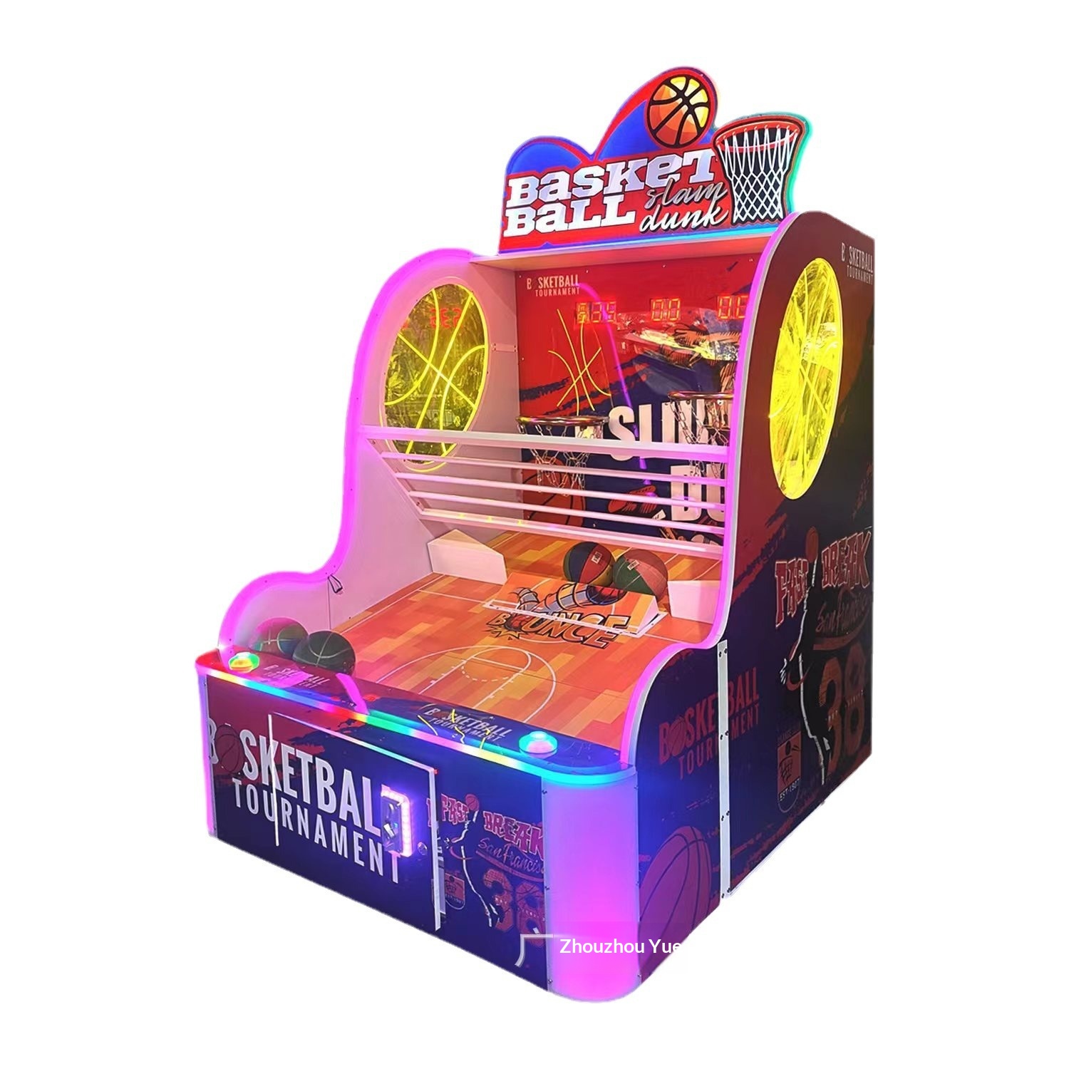 Children's Double Basketball Machine Wooden Box Acrylic Exercise Indoor Interactive Parent-Child Game Anime Arcade Entertainment