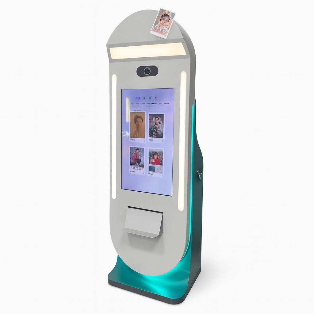 Ninix Silver-Gray Teal Metal Commercial Self-Service Smart Terminal Interactive Auto-Operation Equipment Malls English