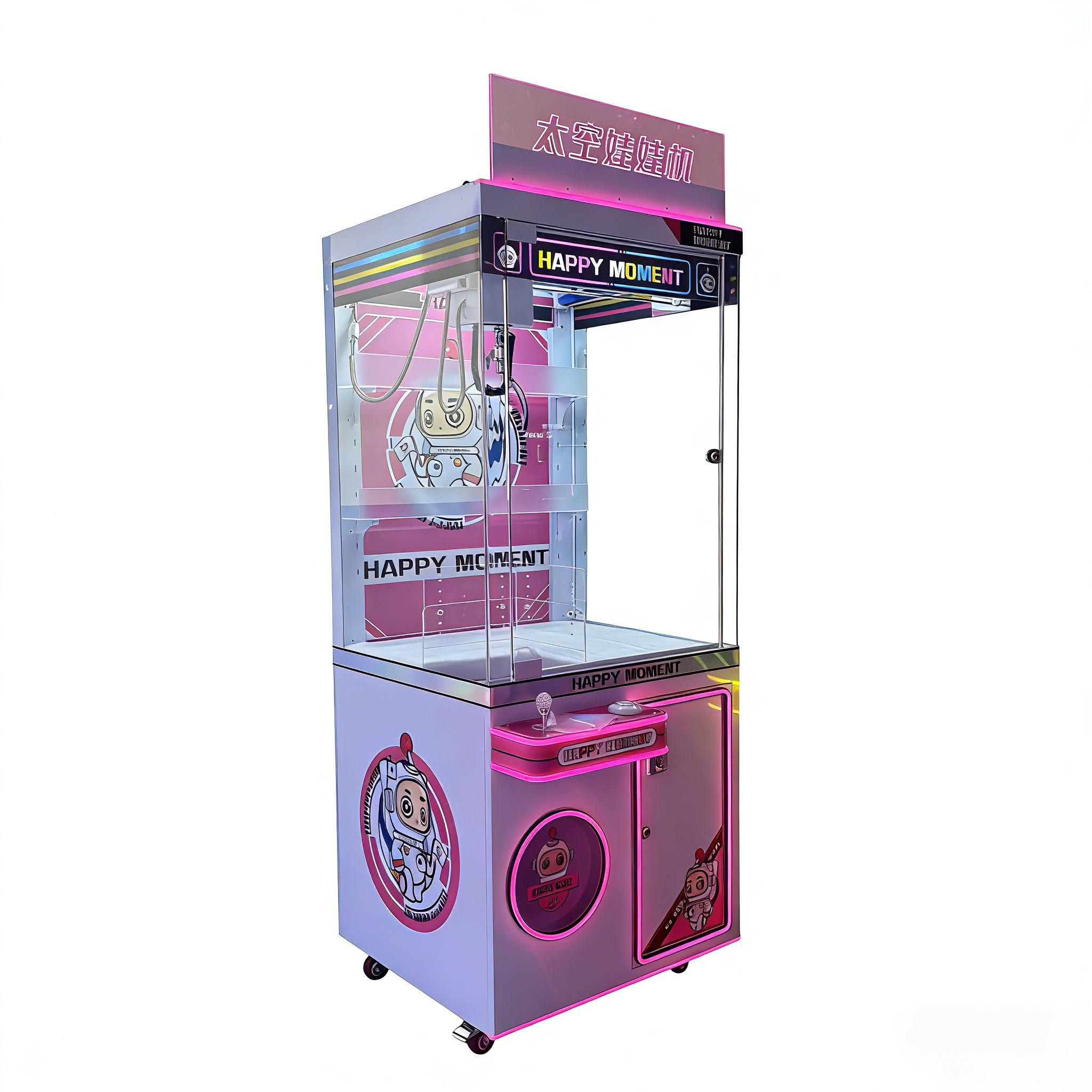 Ninix Pink Colorful LED Lighted Stainless Steel Metal Commercial Self-Service Gift Machine Attractive Interactive Entertainment