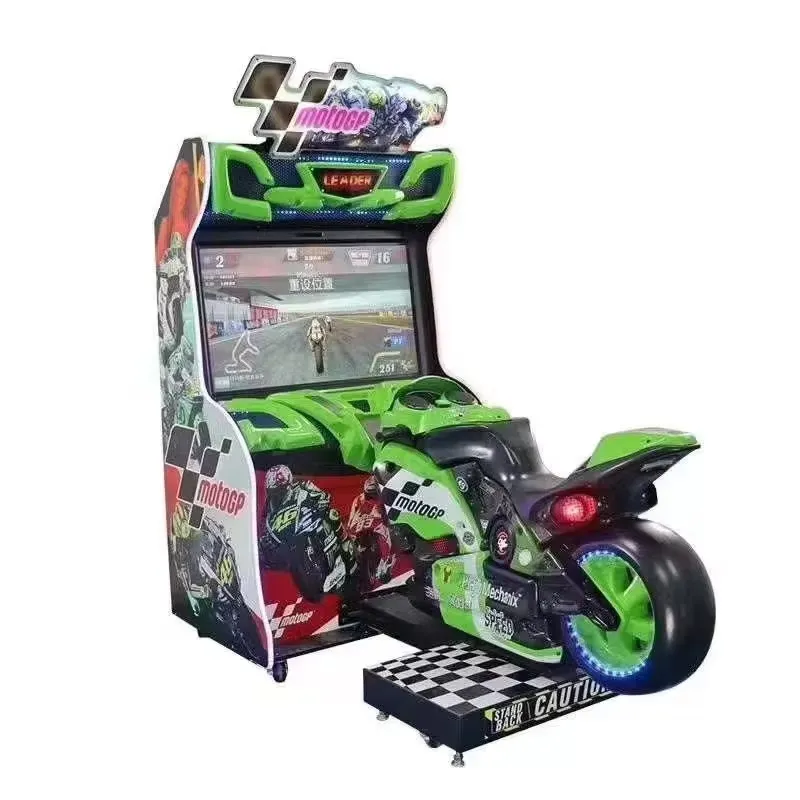 GP Kids Simulator Racing Arcade Machine 220V Motorcycle & Car Racing Simulator Metal & Plastic Home Use for Ages 6+