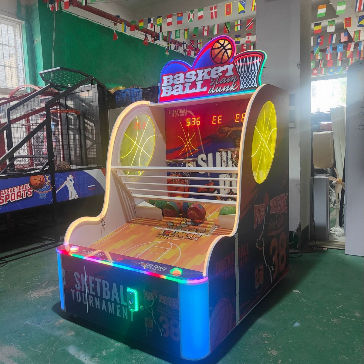 Children's Double Basketball Machine Wooden Box Acrylic Exercise Indoor Interactive Parent-Child Game Anime Arcade Entertainment