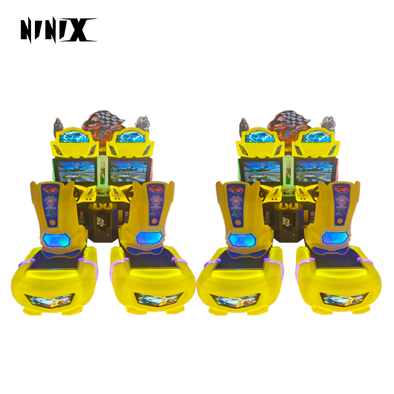 2 Player Metal Motion Racing Arcade Machine Coin Acceptor | Commercial Dynamic Seat Racing Game LED Lights 1 Year for Game