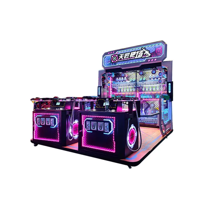 Precision Shooting PK Arcade Game Machine Four-Player Simulated Coin-Operated Bottle Item Durable Metal Material