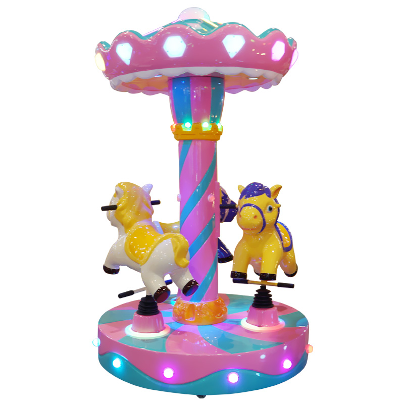 Ice-cream Shaped Children's Three-Person Merry-Go-Round Coin-Operated Children's Carousel Amusement Park Equipment