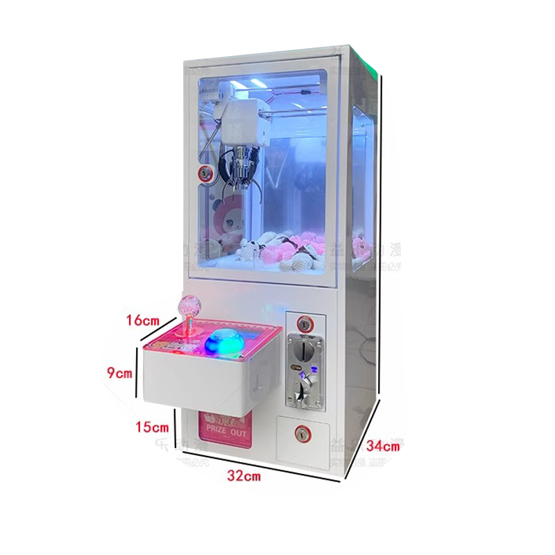 Mini Coin Operated Claw Machine Small Prize Catcher Arcade Toy Crane Game LED Cute Design for Mall Shop Kids Entertainment