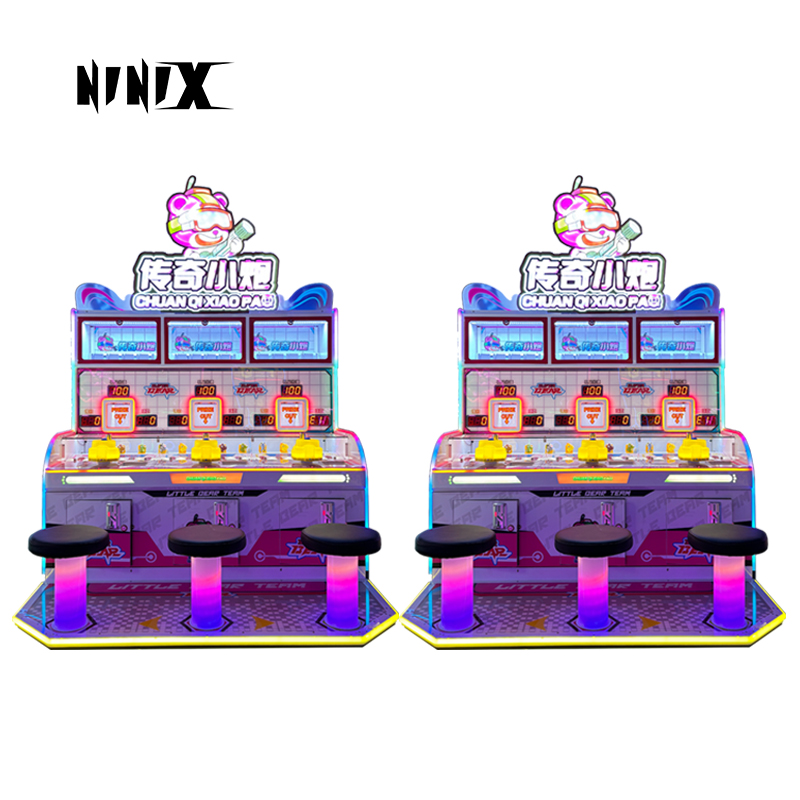 Chuan Qi Xiao Pao 3 Player Shooting Arcade Machine | Commercial Interactive Shooting Game with LED Lights for Game Centers