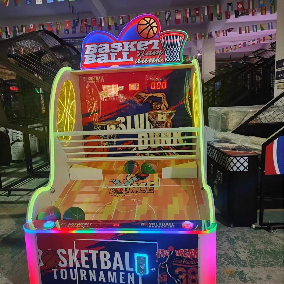 Children's Double Basketball Machine Wooden Box Acrylic Exercise Indoor Interactive Parent-Child Game Anime Arcade Entertainment