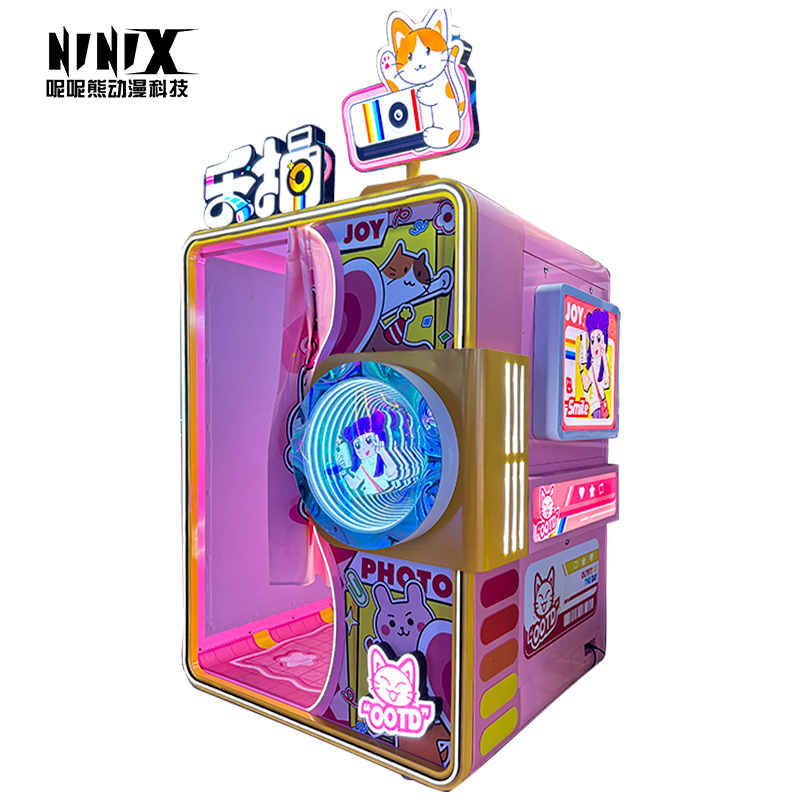 Pink Anime-Style Selfie Camera Coin Operated Commercial Entertainment Games 1-Year Warranty English Language Metal Material