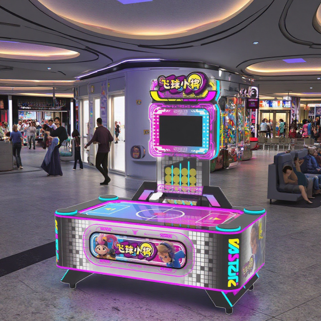 Fly Ball Kid Interactive Arcade Air Hockey Game Machine Vibrant LED Lighting Multi-Player Table Hockey Family Coin Operated