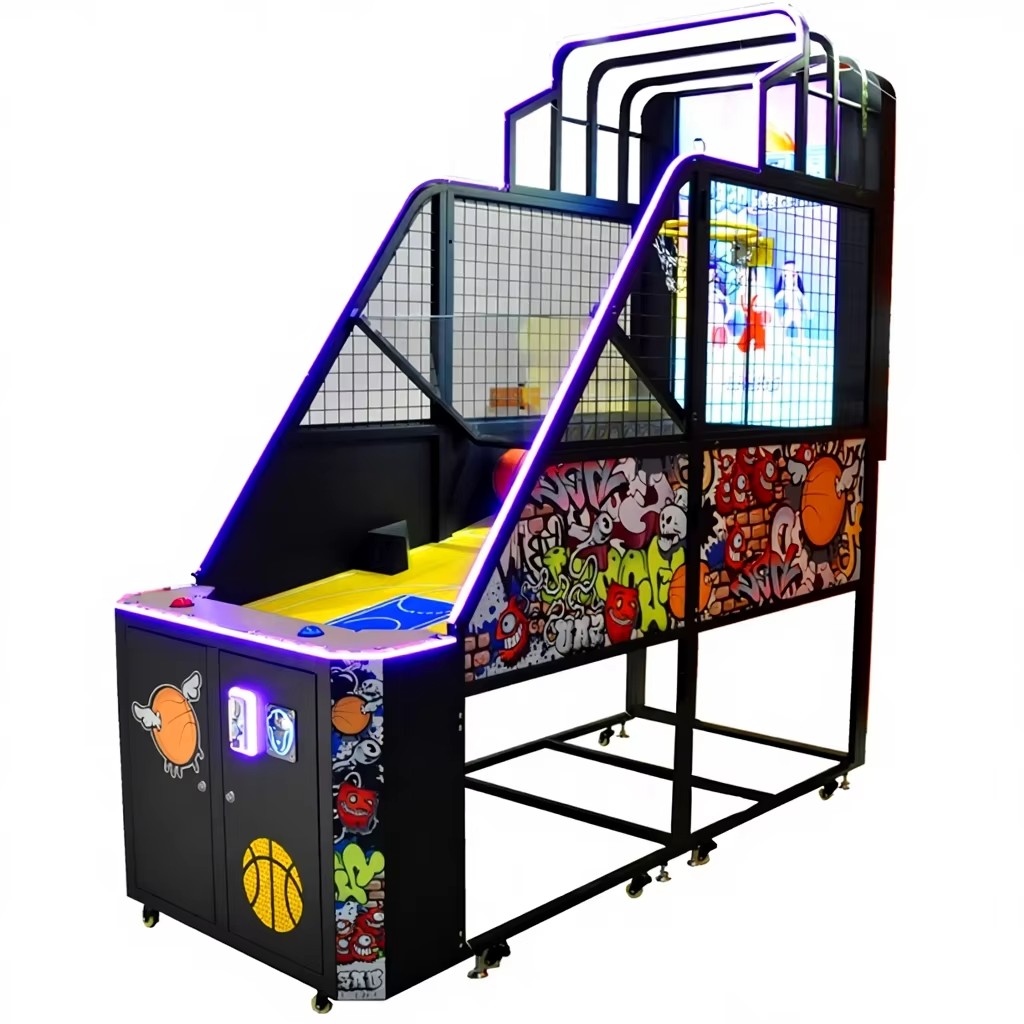 55inch Coin-Operated Video Shooting Machine Arcade Basketball Competition Equipment Hardware Acrylic Double Player Ages 3+