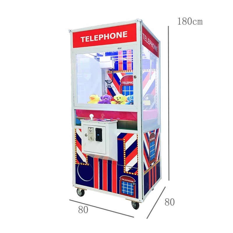 Wooden Box Coin Claw Machine Arcade Prize Grabbing Game Equipment Toy Catcher Crane Cabinet Amusement Redemption Machine English