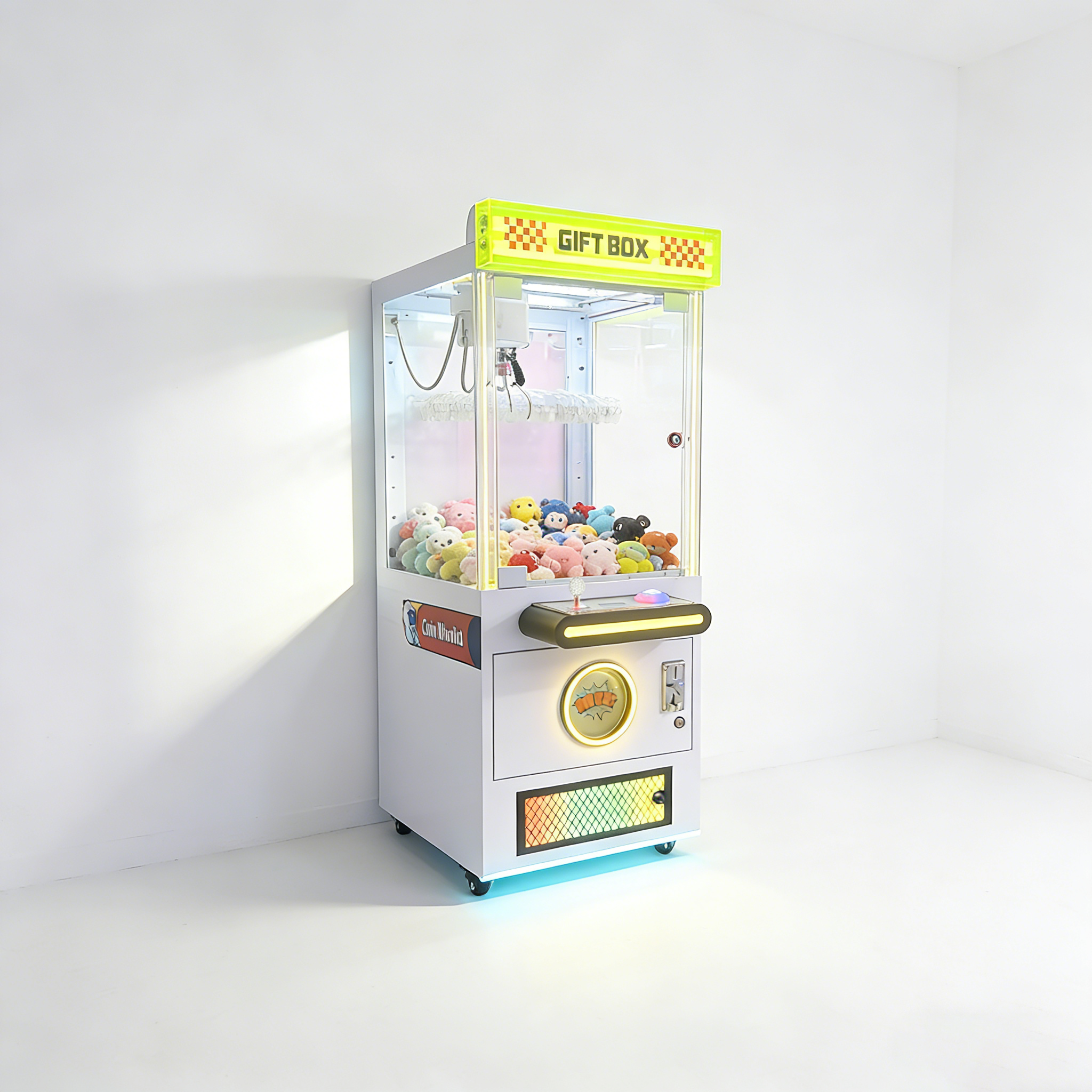 Ninix White Yellow LED Lighted Commercial Self-Service Doll Machine Stainless Steel Metal Multi-Plug 110/220V Power Gaming