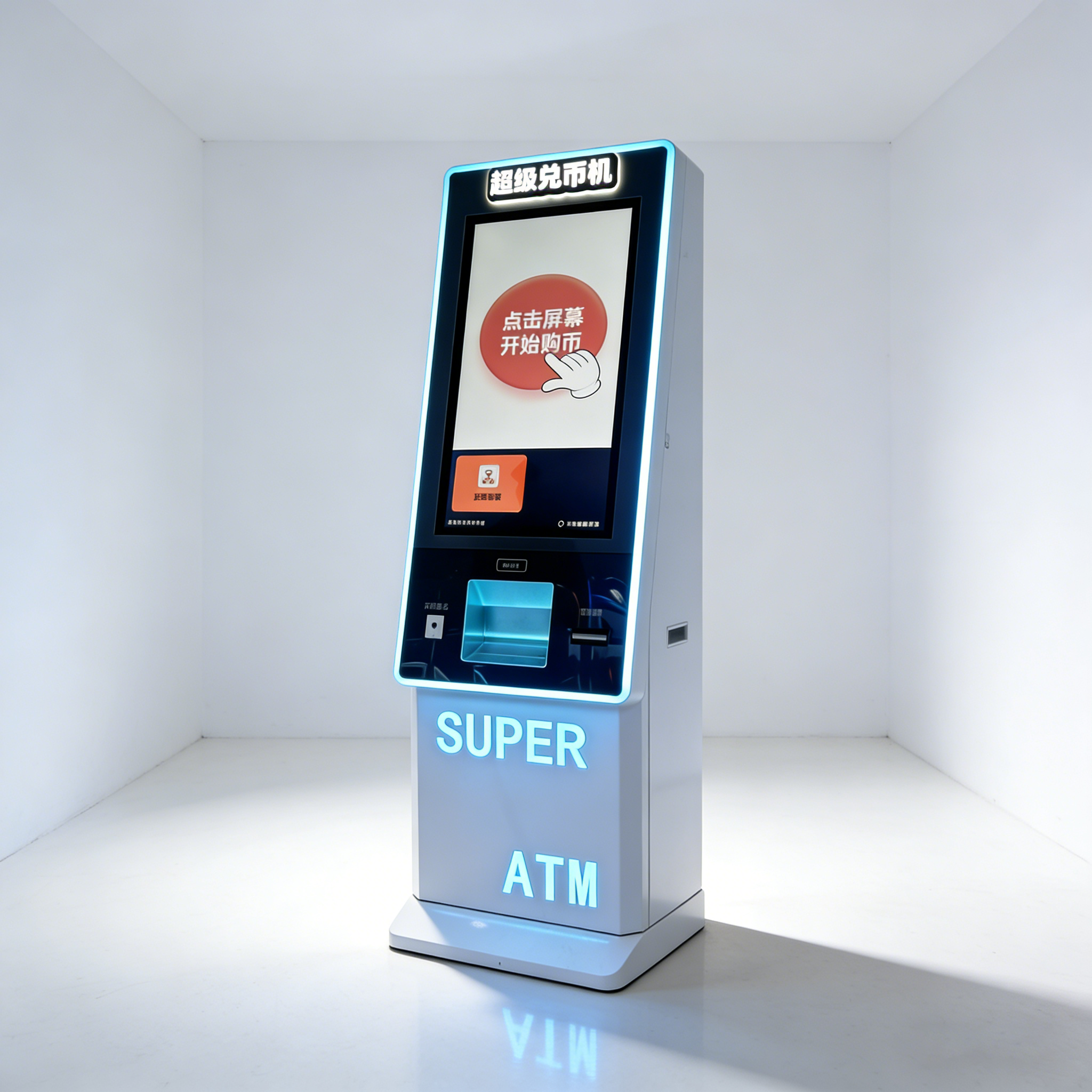 Blue-White Themed Commercial Self-Service Interactive Terminal High-Brightness Lighting Large Display Metal Stainless English