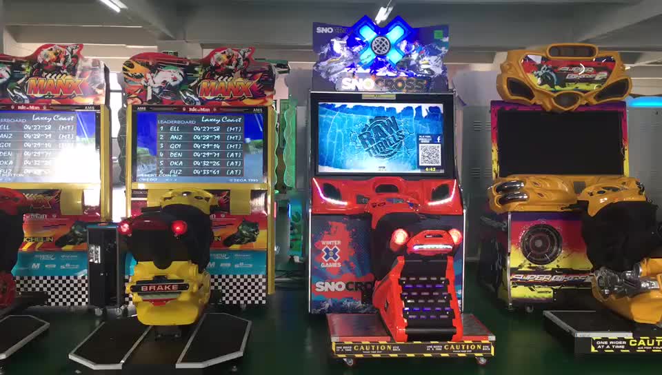 Most Popular Adult Analog Snowmobile Arcade Game Machine Connected to Motorcycle Coin Operated in English Language